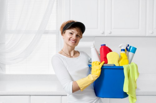 Professional glass cleaning in a Camden commercial street